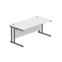 Office Rectangular Desk With Steel Double Upright Cantilever Frame (Fsc) | 1600X800 | Arctic White/Graphite