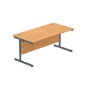 Office Rectangular Desk With Steel Single Upright Cantilever Frame (Fsc) | 1600X800 | Norwegian Beech/Graphite
