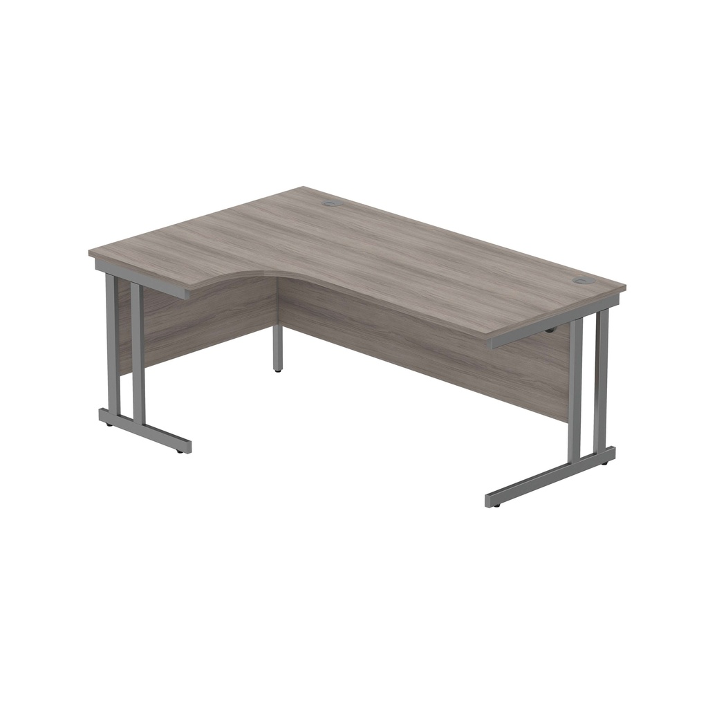 Office Left Hand Corner Desk With Steel Double Upright Cantilever Frame (Fsc) | 1800X1200 | Alaskan Grey Oak/Graphite