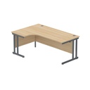 Office Left Hand Corner Desk With Steel Double Upright Cantilever Frame (Fsc) | 1800X1200 | Canadian Oak/Graphite