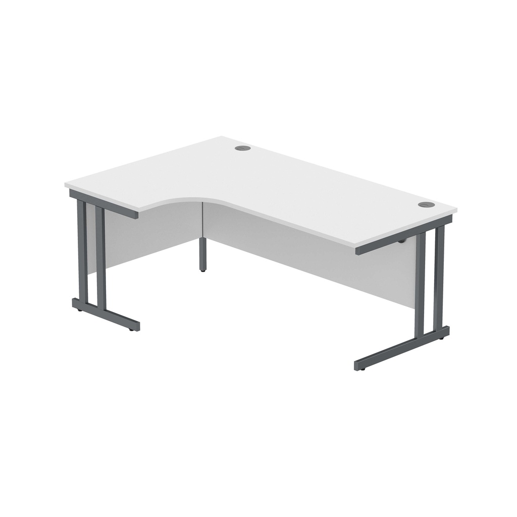 Office Left Hand Corner Desk With Steel Double Upright Cantilever Frame (Fsc) | 1800X1200 | Arctic White/Graphite