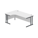 Office Left Hand Corner Desk With Steel Double Upright Cantilever Frame (Fsc) | 1800X1200 | Arctic White/Graphite