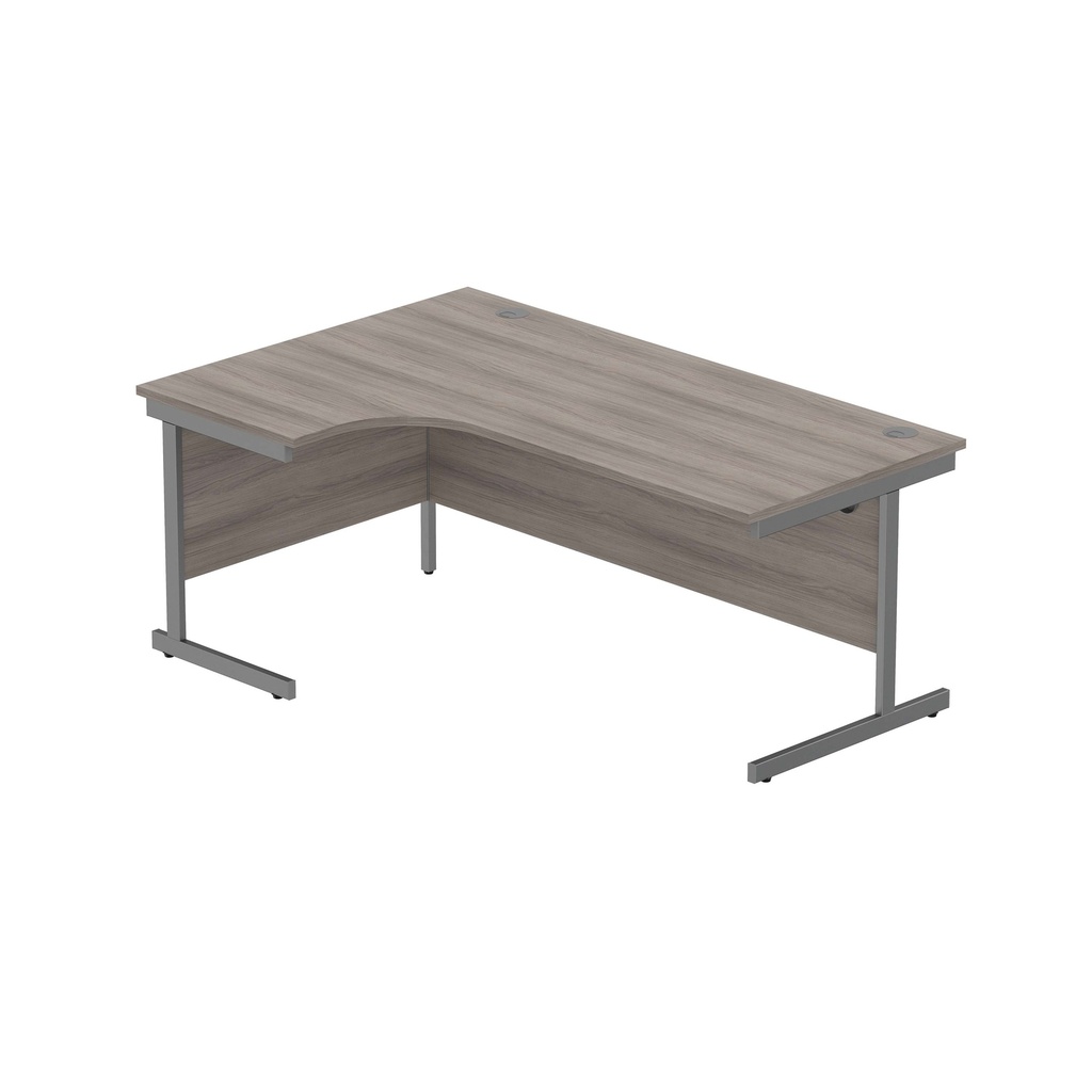 Office Left Hand Corner Desk With Steel Single Upright Cantilever Frame (Fsc) | 1800X1200 | Alaskan Grey Oak/Graphite