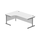 Office Left Hand Corner Desk With Steel Single Upright Cantilever Frame (Fsc) | 1800X1200 | Arctic White/Graphite