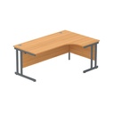 Office Right Hand Corner Desk With Steel Double Upright Cantilever Frame (Fsc) | 1800X1200 | Beech/Graphite