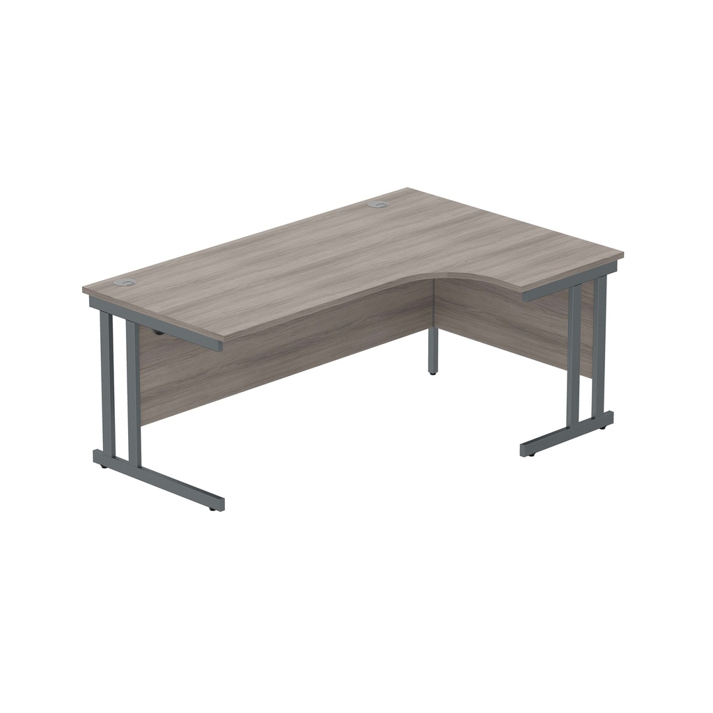 Office Right Hand Corner Desk With Steel Double Upright Cantilever Frame (Fsc) | 1800X1200 | Alaskan Grey Oak-Graphite