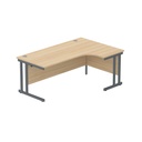 Office Right Hand Corner Desk With Steel Double Upright Cantilever Frame (Fsc) | 1800X1200 | Oak/Graphite