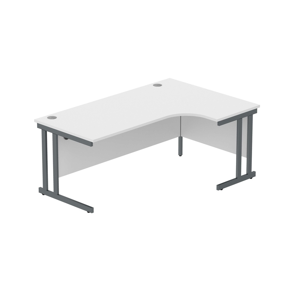 Office Right Hand Corner Desk With Steel Double Upright Cantilever Frame (Fsc) | 1800X1200 | Arctic White-Graphite