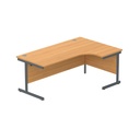 Office Right Hand Corner Desk With Steel Single Upright Cantilever Frame (Fsc) | 1800X1200 | Beech/Graphite