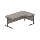Office Right Hand Corner Desk With Steel Single Upright Cantilever Frame (Fsc) | 1800X1200 | Grey Oak/Graphite