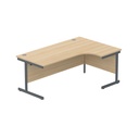 Office Right Hand Corner Desk With Steel Single Upright Cantilever Frame (Fsc) | 1800X1200 | Oak/Graphite