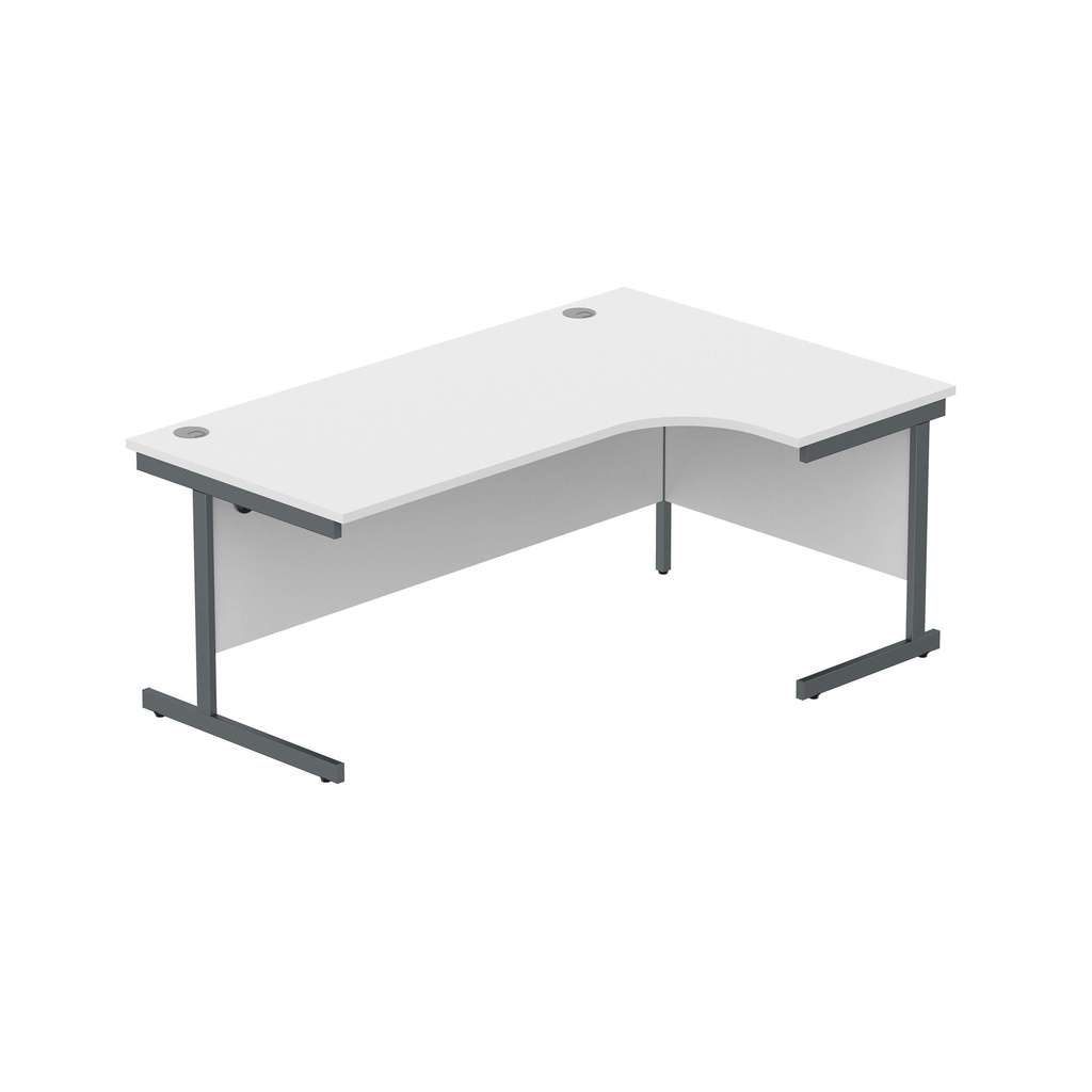 Office Right Hand Corner Desk With Steel Single Upright Cantilever Frame (Fsc) | 1800X1200 | Arctic White-Graphite