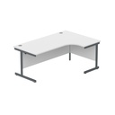 Office Right Hand Corner Desk With Steel Single Upright Cantilever Frame (Fsc) | 1800X1200 | Arctic White-Graphite
