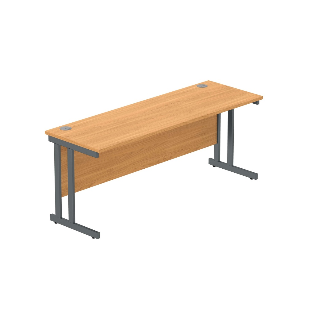 Office Rectangular Desk With Steel Double Upright Cantilever Frame (Fsc) | 1800X600 | Norwegian Beech/Graphite