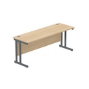 Office Rectangular Desk With Steel Double Upright Cantilever Frame (Fsc) | 1800X600 | Canadian Oak/Graphite