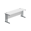 Office Rectangular Desk With Steel Double Upright Cantilever Frame (Fsc) | 1800X600 | Arctic White/Graphite