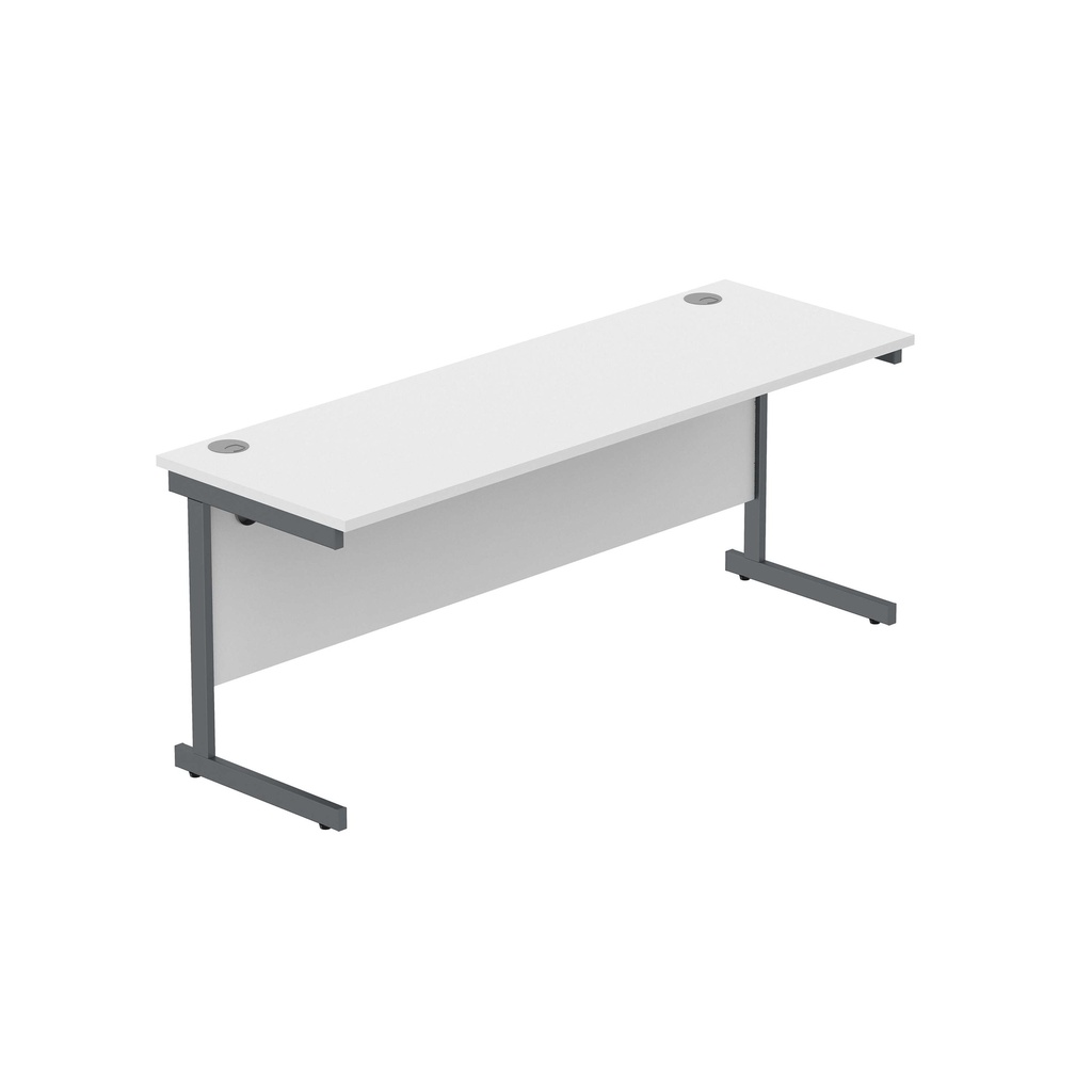Office Rectangular Desk With Steel Single Upright Cantilever Frame (Fsc) | 1800X600 | Arctic White/Graphite