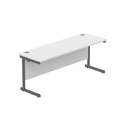 Office Rectangular Desk With Steel Single Upright Cantilever Frame (Fsc) | 1800X600 | Arctic White/Graphite