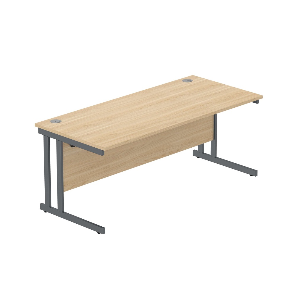 Office Rectangular Desk With Steel Double Upright Cantilever Frame (Fsc) | 1800X800 | Canadian Oak/Graphite