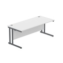 Office Rectangular Desk With Steel Double Upright Cantilever Frame (Fsc) | 1800X800 | Arctic White/Graphite