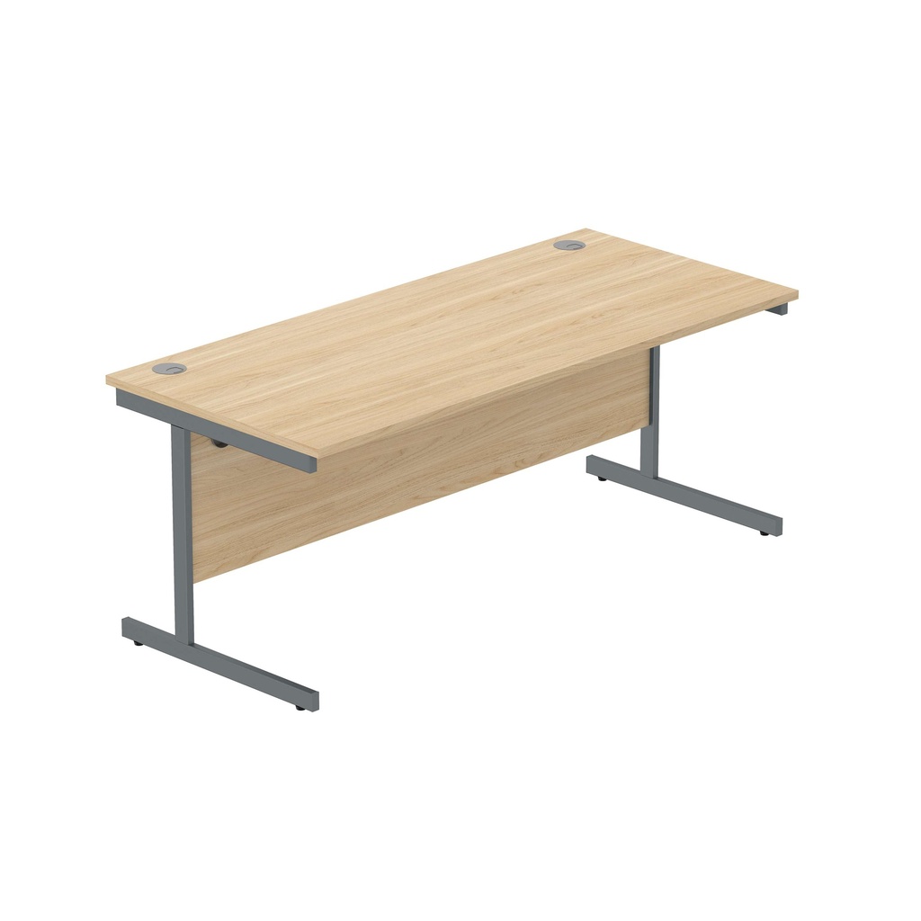 Office Rectangular Desk With Steel Single Upright Cantilever Frame (Fsc) | 1800X800 | Canadian Oak/Graphite