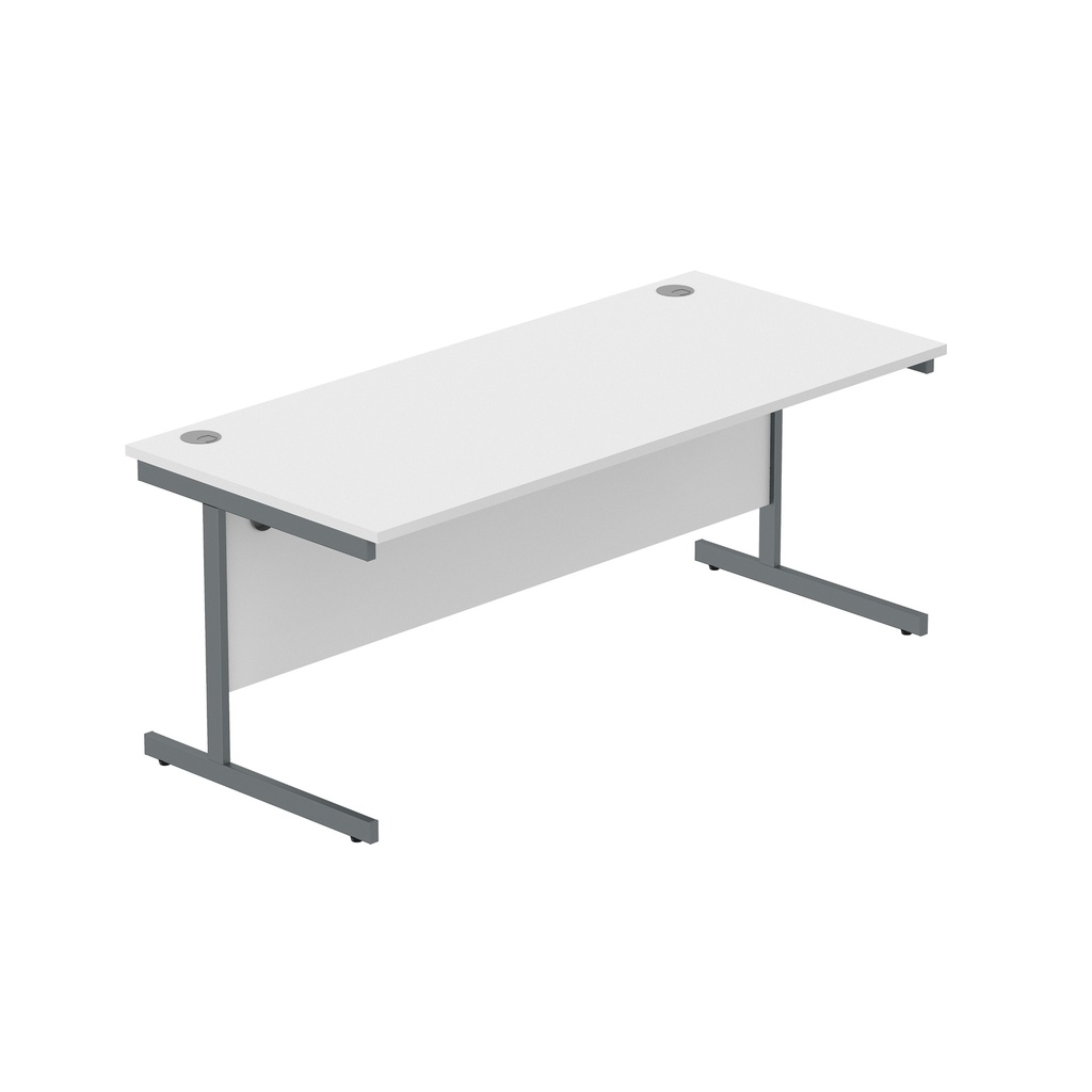 Office Rectangular Desk With Steel Single Upright Cantilever Frame (Fsc) | 1800X800 | Arctic White/Graphite