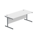 Office Rectangular Desk With Steel Single Upright Cantilever Frame (Fsc) | 1800X800 | Arctic White/Graphite