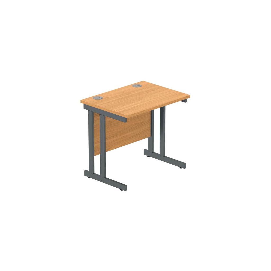 Office Rectangular Desk With Steel Double Upright Cantilever Frame (Fsc) | 800X600 | Norwegian Beech/Graphite