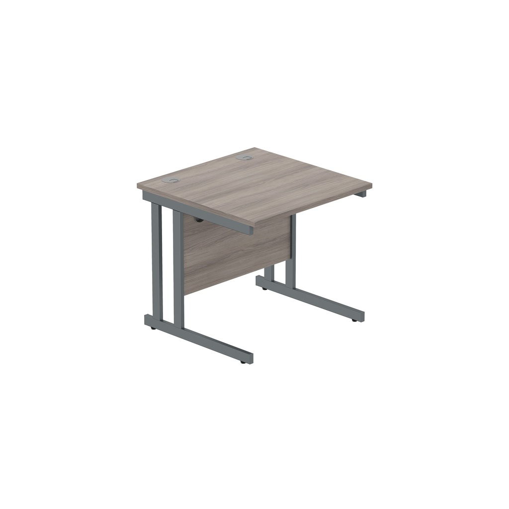 Office Rectangular Desk With Steel Double Upright Cantilever Frame (Fsc) | 800X800 | Alaskan Grey Oak/Graphite
