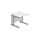 Office Rectangular Desk With Steel Double Upright Cantilever Frame (Fsc) | 800X800 | Arctic White/Graphite
