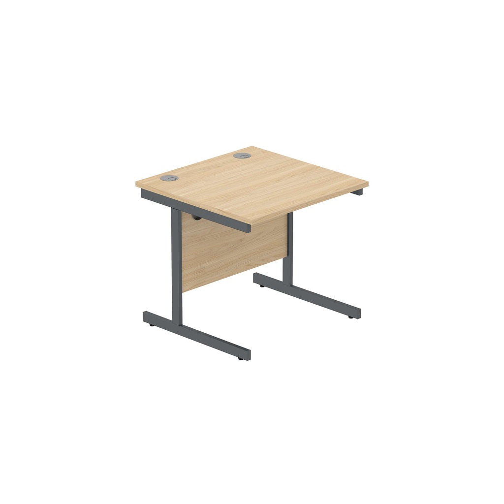 Office Rectangular Desk With Steel Single Upright Cantilever Frame (Fsc) | 800X800 | Canadian Oak/Graphite