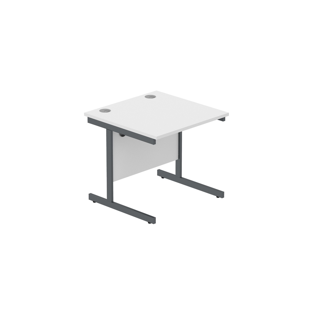 Office Rectangular Desk With Steel Single Upright Cantilever Frame (Fsc) | 800X800 | Arctic White/Graphite