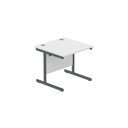 Office Rectangular Desk With Steel Single Upright Cantilever Frame (Fsc) | 800X800 | Arctic White/Graphite