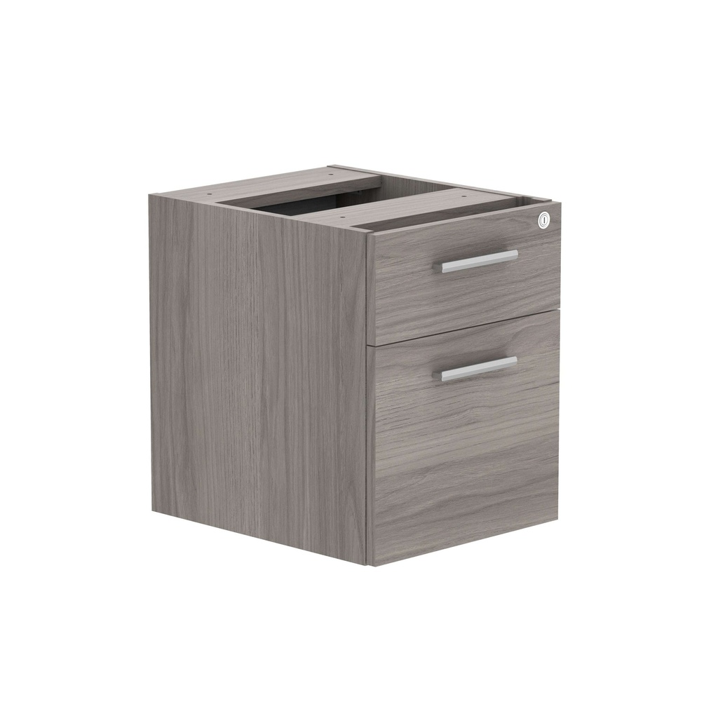 Fixed Under Desk Office Storage Unit (Fsc) | 2 Drawers | Alaskan Grey Oak