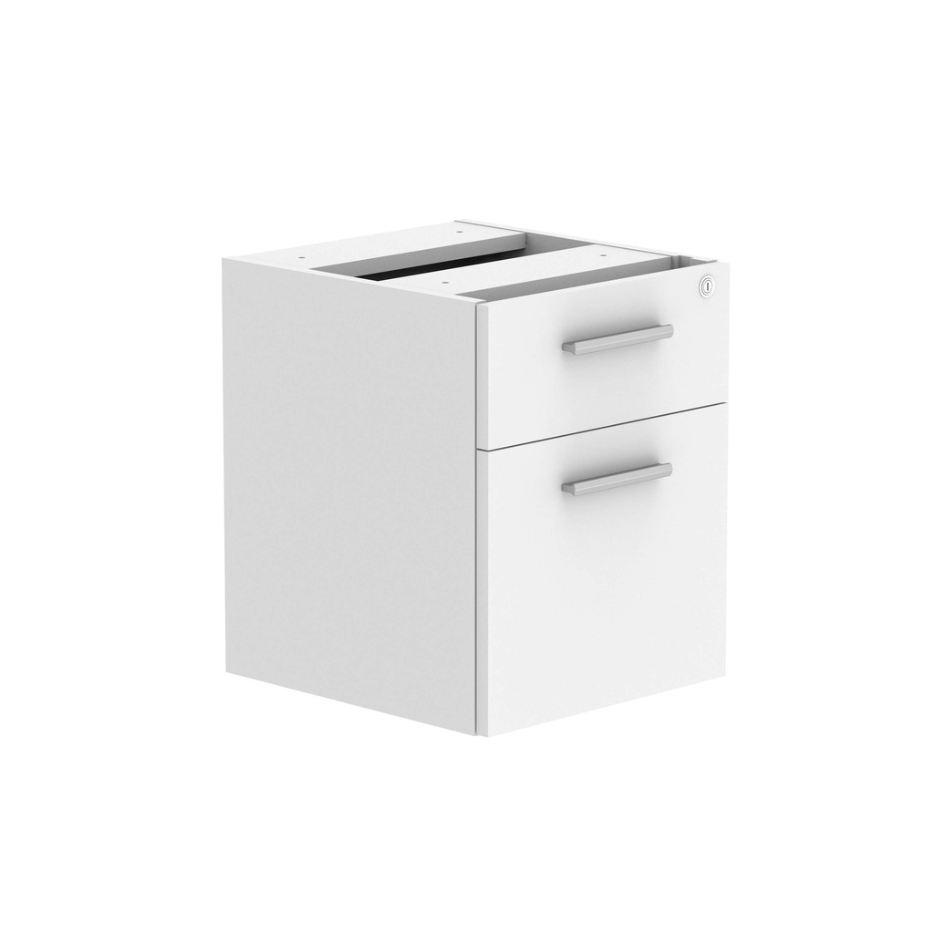 Fixed Under Desk Office Storage Unit (Fsc) | 2 Drawers | Arctic White