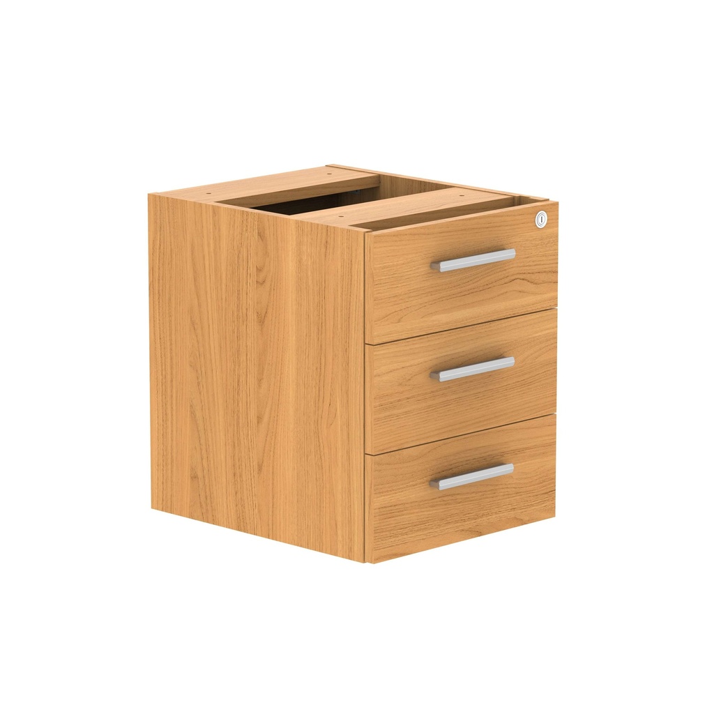 Fixed Under Desk Office Storage Unit (Fsc) | 3 Drawers | Norwegian Beech