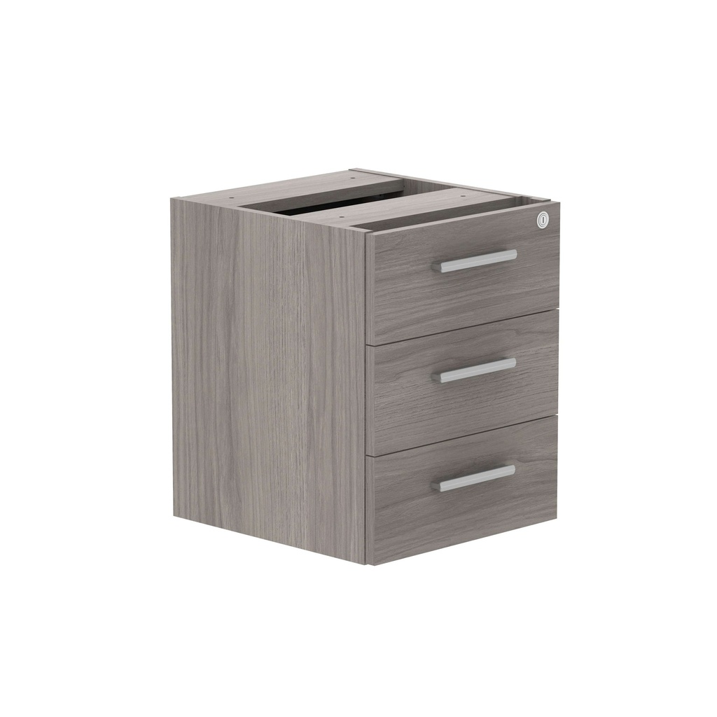 Fixed Under Desk Office Storage Unit (Fsc) | 3 Drawers | Alaskan Grey Oak