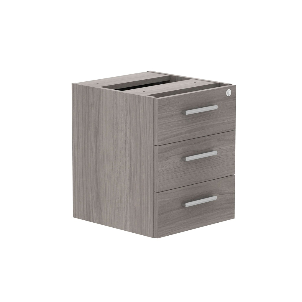 Fixed Under Desk Office Storage Unit (Fsc) | 3 Drawers | Alaskan Grey Oak