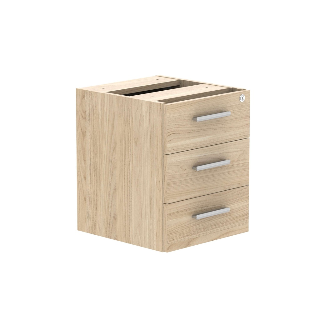 Fixed Under Desk Office Storage Unit (Fsc) | 3 Drawers | Canadian Oak