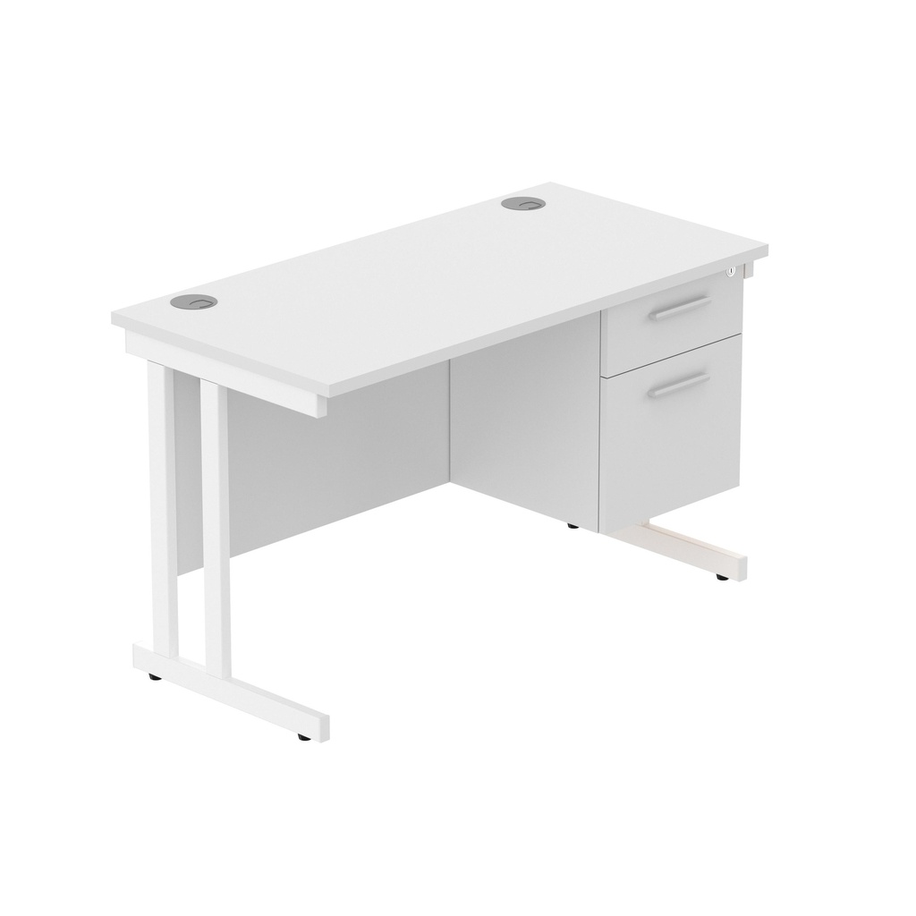 Core|Double Upright|Rectangular Desk With 2 Drawer Fixed Pedestal (Fsc)|1200X600|Arctic White-White