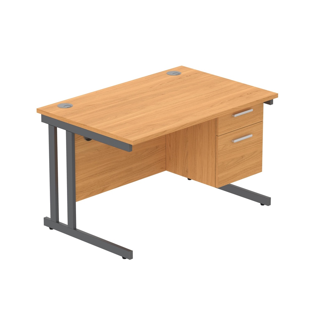 Core|Double Upright|Rectangular Desk With 2 Drawer Fixed Pedestal (Fsc)|1200X800|Norwegian Beech-Graphite