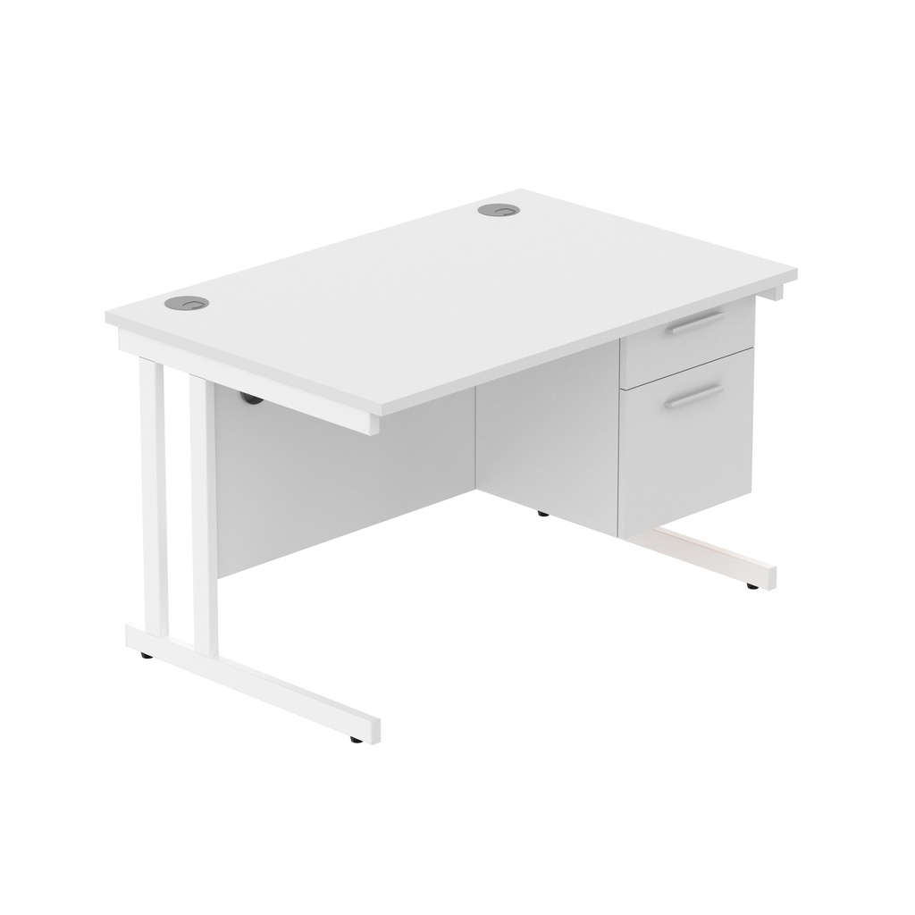 Core|Double Upright|Rectangular Desk With 2 Drawer Fixed Pedestal (Fsc)|1200X800|Arctic White-White