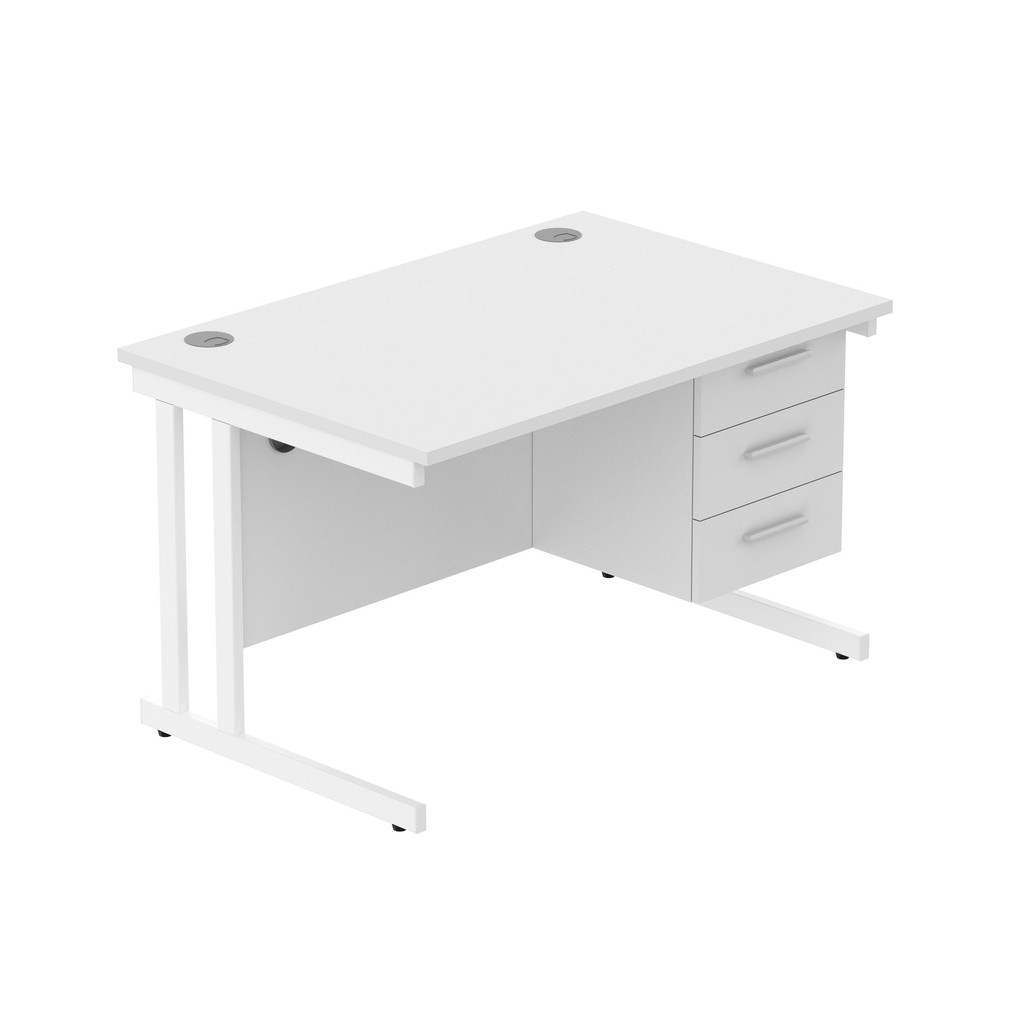 Core|Double Upright|Rectangular Desk With 3 Drawer Fixed Pedestal (Fsc)|1200X800|Arctic White-White