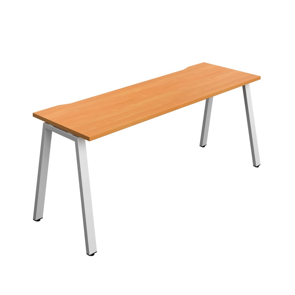 Synergy Bench With Cut Out: 1 Person (Fsc) | A-Frame Leg | 1800 X 600 | Beech/Silver