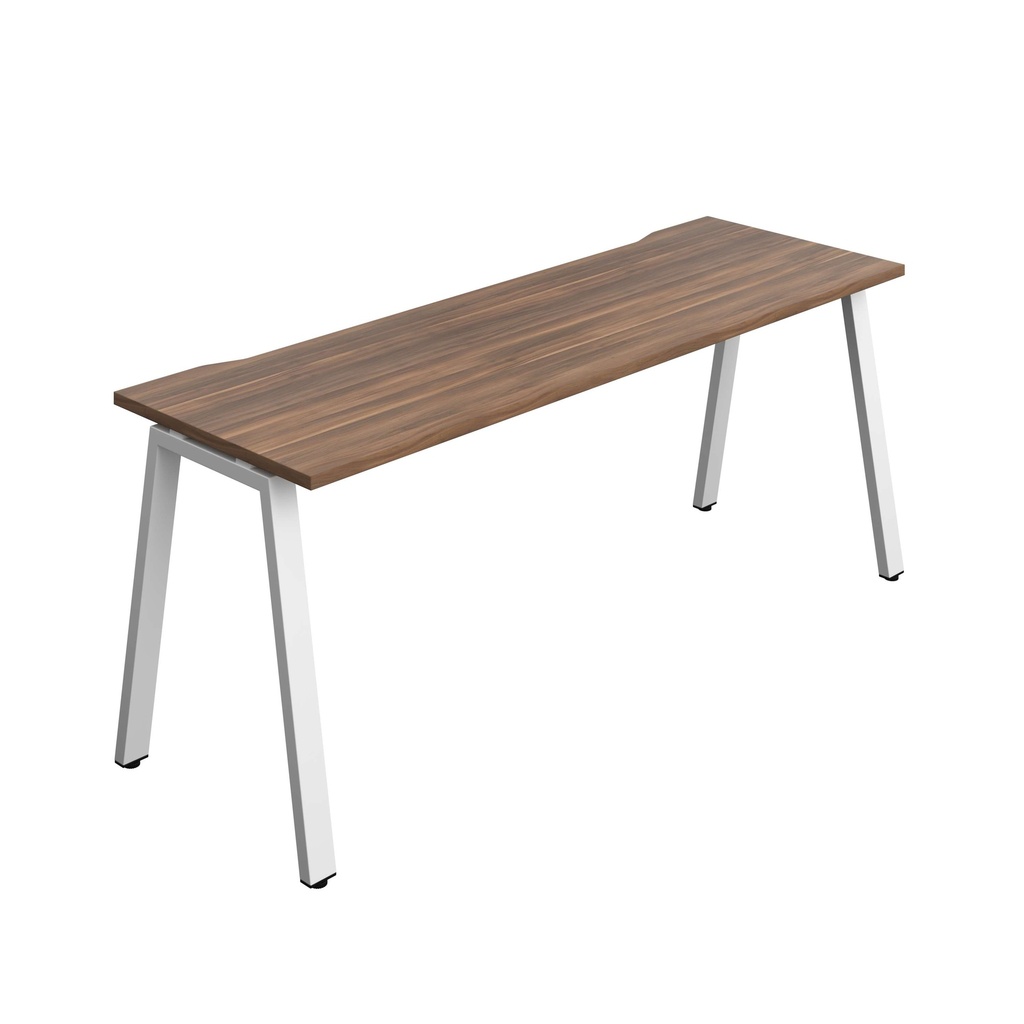 Synergy Bench With Cut Out: 1 Person (Fsc) | A-Frame Leg | 1800 X 600 | Dark Walnut/White