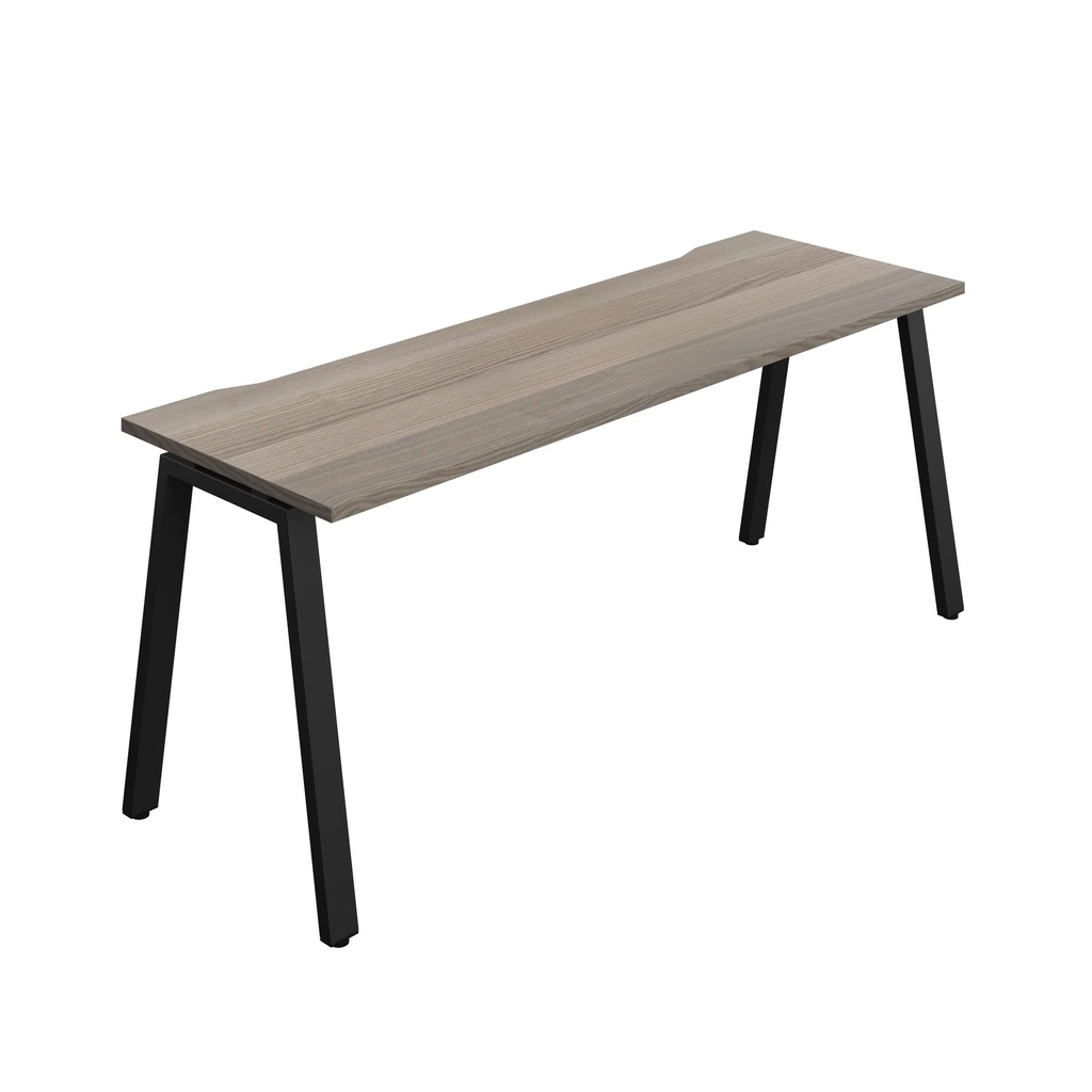 Synergy Bench With Cut Out: 1 Person (Fsc) | A-Frame Leg | 1800 X 600 | Grey Oak/Black