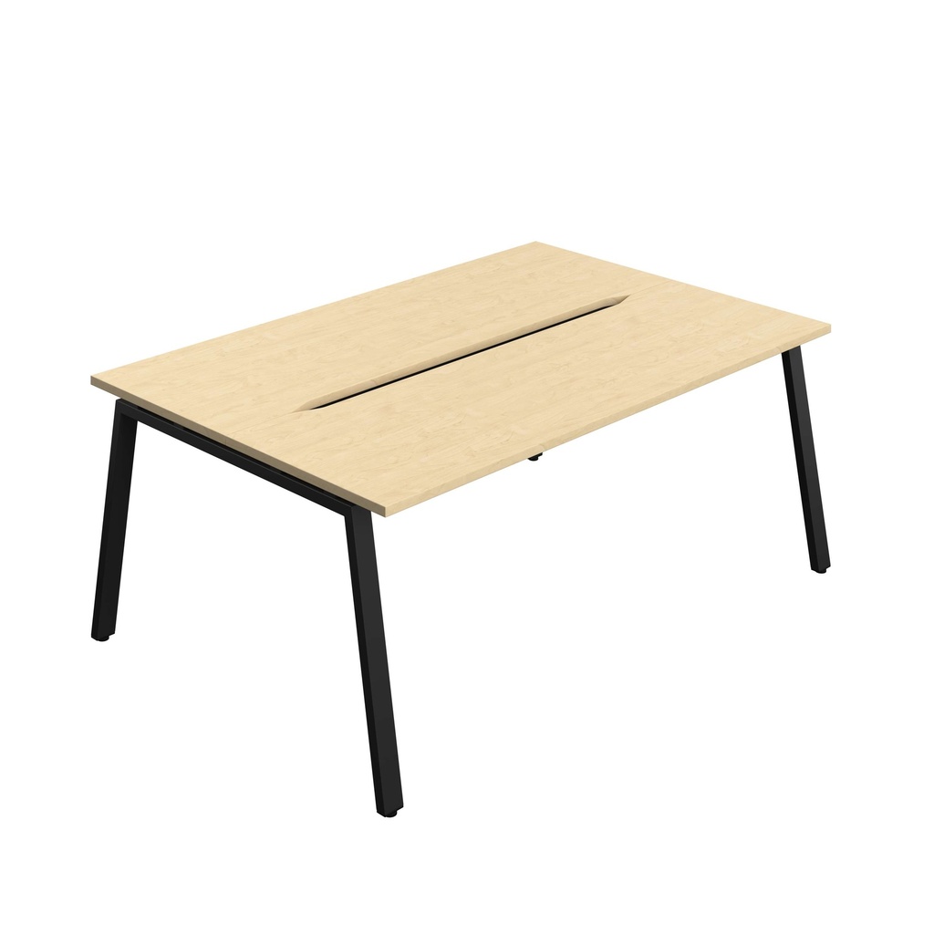 Synergy Bench With Cut Out: 2 Person (Fsc) | A-Frame Leg | 1800 X 600 | Maple/Black