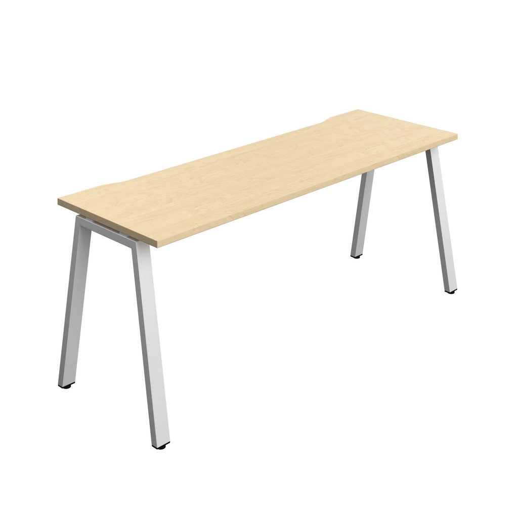 Synergy Bench With Cut Out: 1 Person (Fsc) | A-Frame Leg | 1800 X 600 | Maple/Silver