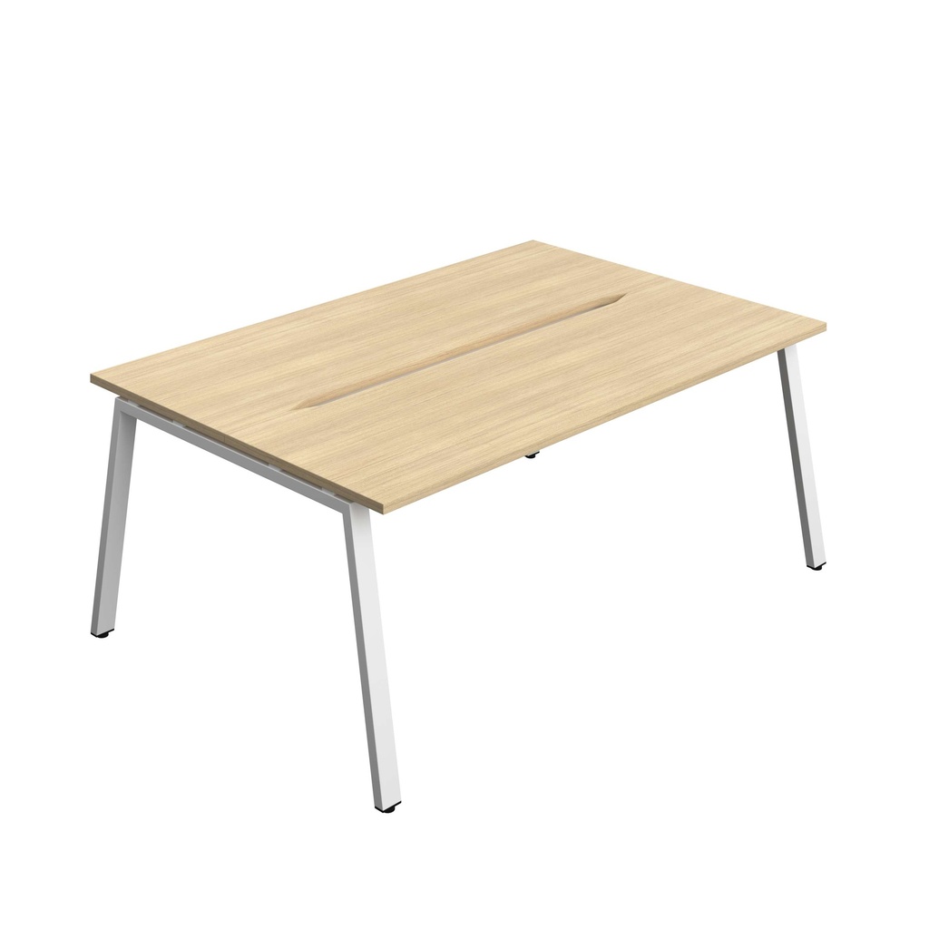 Synergy Bench With Cut Out: 2 Person (Fsc) | A-Frame Leg | 1800 X 600 | Nova Oak/White