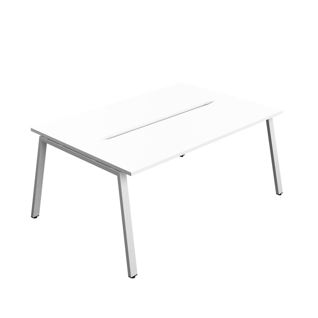 Synergy|2P Bench Desk|Cut Out|A-Frame|1800X600|White-Silver